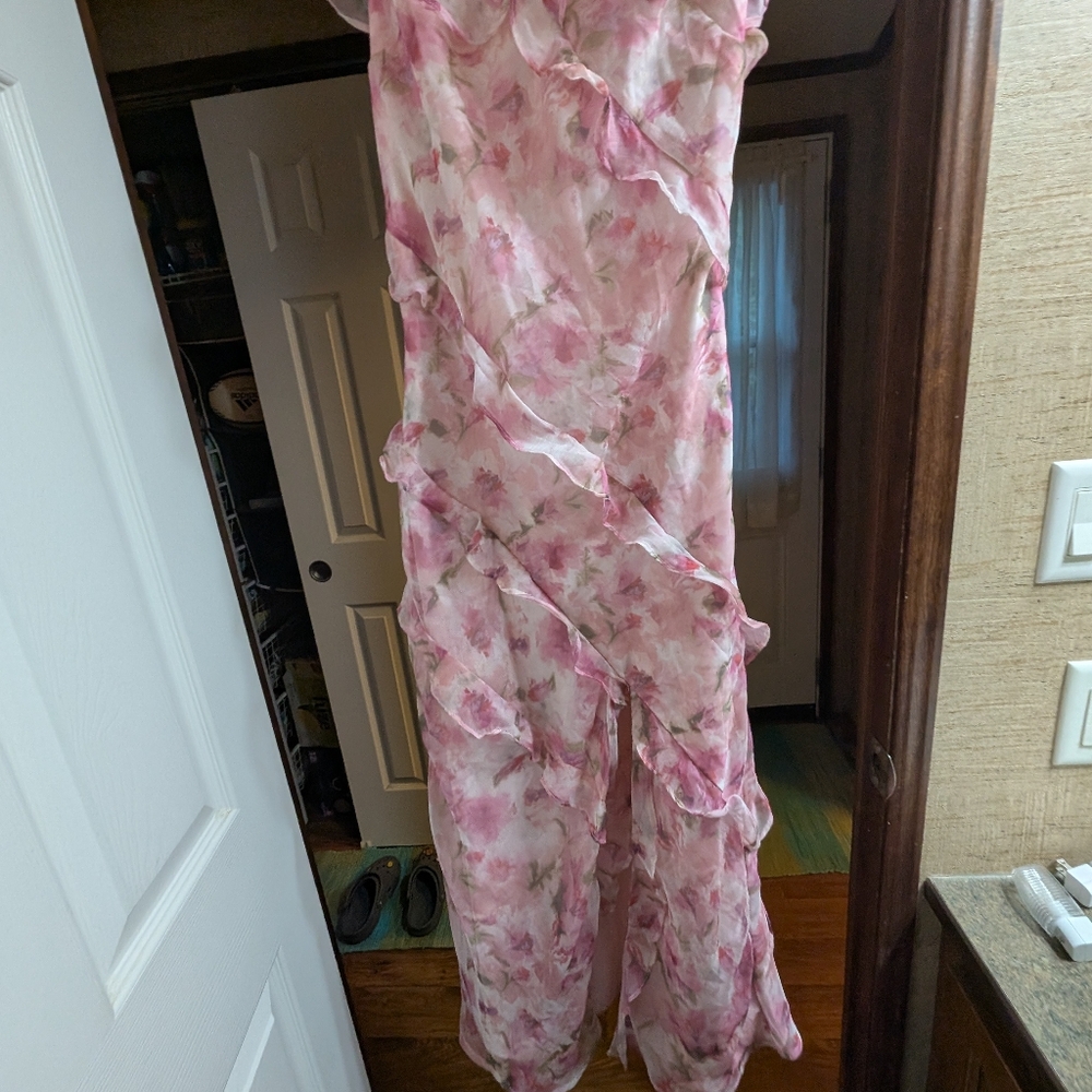Lulu's Pink Floral Ruffled Slip Dress - Picture 8 of 13